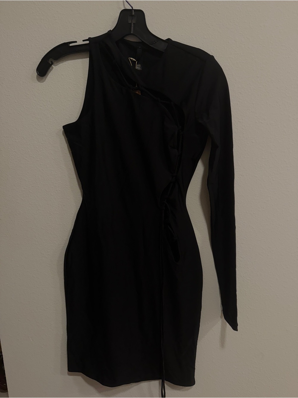SKIMS Black Asymmetric One-Shoulder Bodycon Mini Dress